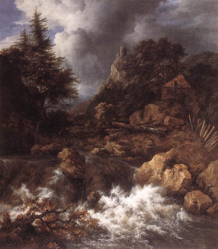RUISDAEL, Jacob Isaackszon van Waterfall in a Mountainous Northern Landscape af Germany oil painting art